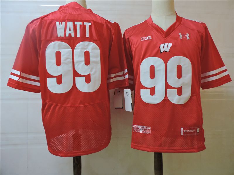 Men Wisconsin Badgers #99 Watt Red Elite 2025 NCAA Jersey